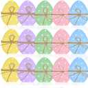 15pcs Easter Wooden Eggs Decorations, Wooden Eggs Table Decor Polka Dots Egg Signs with Rope for Home Decor, Party, Spring, Holiday Table Centerpieces for Tiered Tray