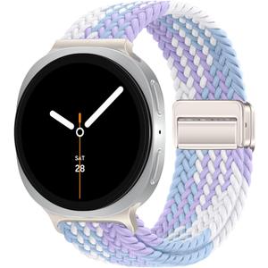 Stretchy Braided Bands Compatible with Samsung Galaxy Watch 8 Band 40mm 44mm/Galaxy Watch 8 Classic 46mm, Elastic Nylon Wristband Sport Strap for Galaxy Watch 8 2025 Women Men (Violet)