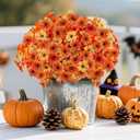 16 Bundles Artificial Fall Flowers for Outdoors, Realistic Fake Silk Flowers with Eucalyptus, No Fade Faux Fall Plants for Planter, Patio, Front Porch & Garden Decor