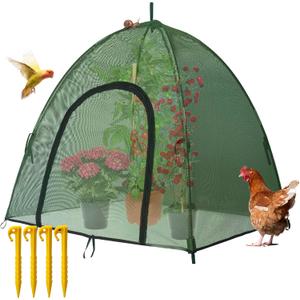 Plant Mesh Cover for Garden Protection - 50" x 50" x 40" Reusable Plant Tent Cage with Zipper & Stakes, Pest Guard Netting for Vegetables, Fruits, Flowers, Small Animals & Poultry 1PCS