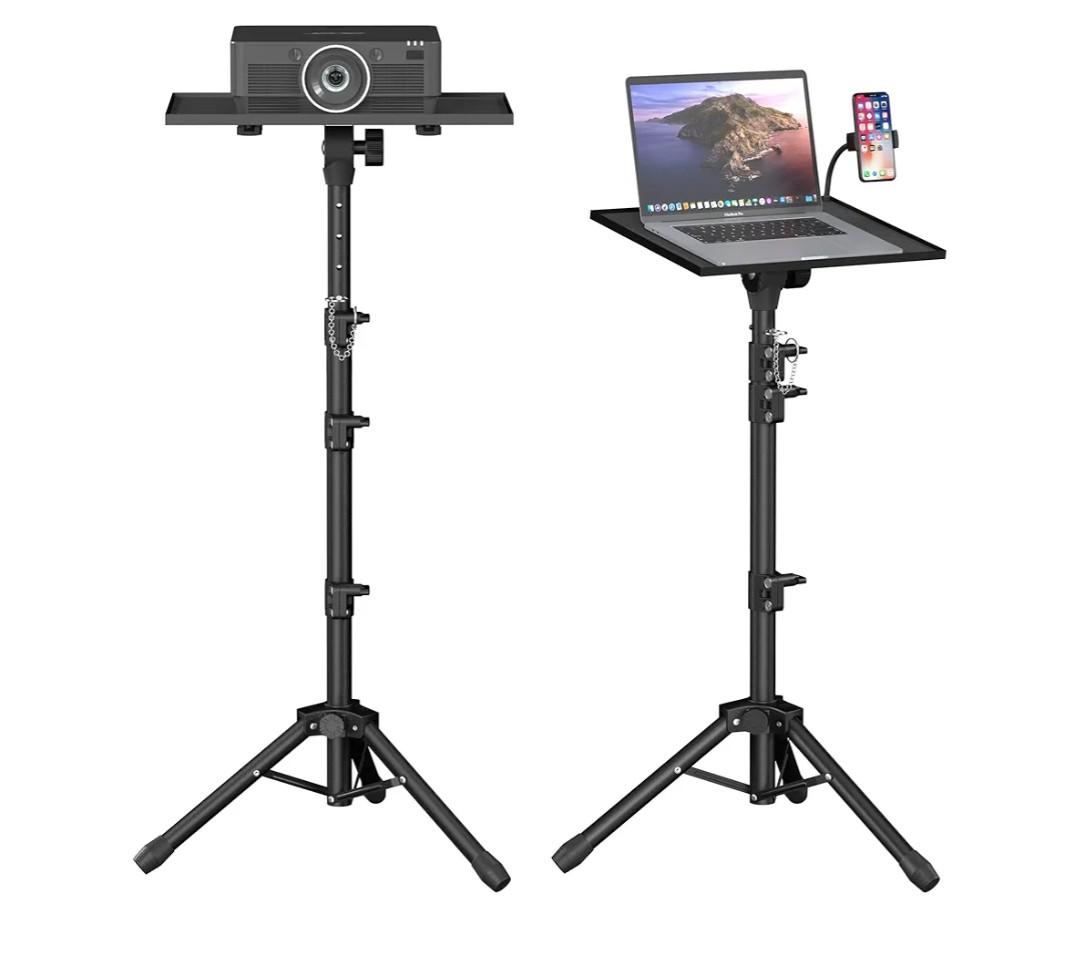 Projector Stand - Adjustable Height 22 to 63 Inches, Tripod for Laptop & Projector, Outdoor Movies