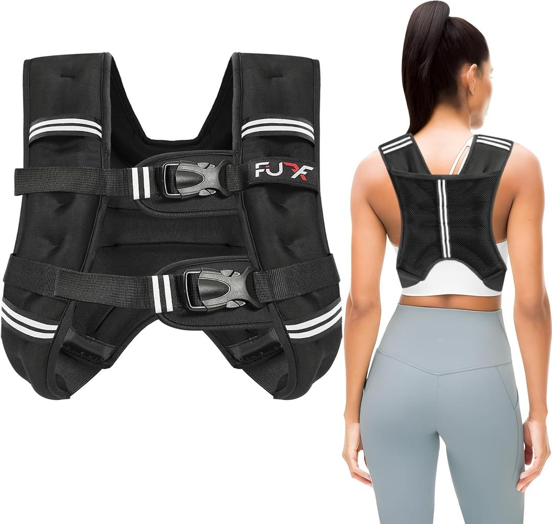 FUFF Weighted Vest 30lb Weights with Reflective Stripe, Weighted Vest for Men Women Strength Training Running Walking Jogging