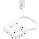 olcorife Multiprise avec protection contre les surtensions de 3 m – Cordon d'extension plat ultra fin, 8 prises, 4 ports USB (1 USB C), rallonge de prise plate, essentiels pour dortoir universitaire