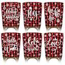 COCHIE Christmas Chair Covers for Dining Chairs Set of 6, Washable Winter Snowflake Chair Slipcovers, Xmas Santa Seat Cover Home Decorations (Red and Black Buffalo Plaid)