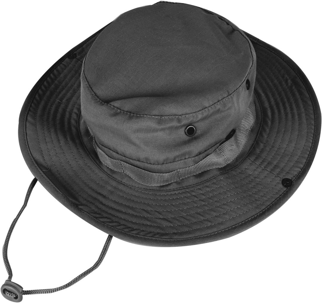 Sun Hats for Men Women Bucket Hat UPF 50+ Boonie Hat Foldable UV Protection Hiking Beach Fishing Summer Safari (Black)