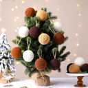16 Pcs 2.36 Inches Neutral Christmas Balls Ornaments Rustic Boho Brown White Hanging Balls Ornaments Modern Farmhouse Christmas Decor for Xmas Tree Bowl Basket Vase Fillers