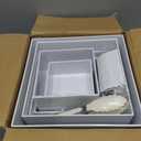 8 Pcs White Buffet Risers with Mini Table Sign, Serving Tongs, Acrylic Food Risers for Buffet Table Display Stand Shelf for Party Catering Dessert Jewelry Collectibles (Size 9" 8" 7" 6" 5" 5" 4" 4")