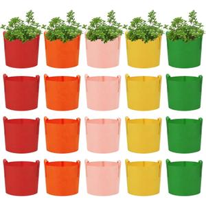 20 Pack 15 Gallon Grow Bags, Colorful Potato Plant Grow Bags with Handles, Nonwoven Garden Fabric Pots for Vegetable Fruit Flowers Herbs Tomato Potato Growing (15 Gal)