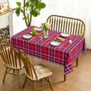 Horaldaily 4th of July Tablecloth 60104 Inch Rectangular, Buffalo Plaid Red Blue Independence Day Washable Seasonal Table Cover for Party Picnic Dinner Decor