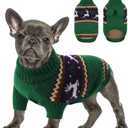 Queenmore Dog Christmas Sweater,Turtleneck Knitted Pullover Xmas Pet Clothes Sweatshirt,Christmas Outfit, Warm Dog Sweaters for Small Dogs Boy Girl,XmasDeer, L