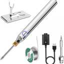 Portable Soldering Iron Newly Upgraded Large Capacity 1100 mAh Portable Soldering Iron Suitable for Electronic Repair Welding, Solder Fixing, and Circuit Use (Bright Silver)
