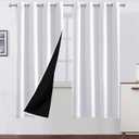 LEMOMO 100% Blackout Curtains 52 x 72 Inch/2 Panels with Black Lining Room Darkening Thermal Insulated Bedroom White Curtains