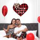 VABAMNA Valentines Day Decorations Door Sign - Buffalo Plaid Happy Valentines Day Hanging Wooden Sign for Rustic Farmhouse Valentine Door Wall Home Decorations