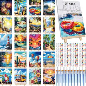Zhanmai 20 Pack Pre Drawn Canvas for Painting Drawn Canvas Paint Kit Pre Printed Canvases for Sip and Paint Party Favor DIY Virtual Party Birthday Gifts Adult's Date Night (Summer Color) Zhanmai 20 Pack Pre Drawn Canvas for Painting Drawn Canvas Paint Kit Pre Printed Canvases for Sip and Paint Party Favor DIY Virtual Party Birthday Gifts Adult's Date Night (Summer Color)