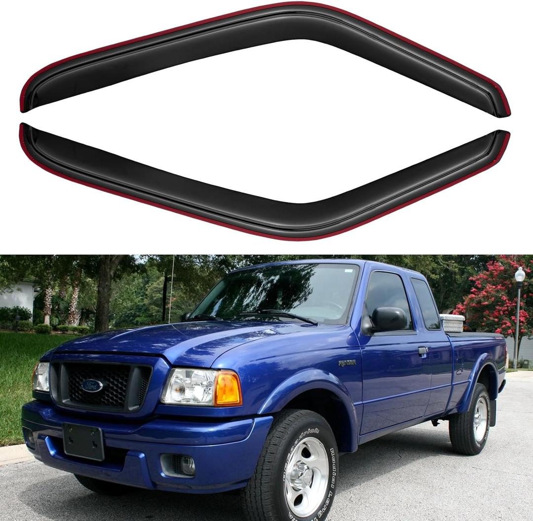 in-Channel Window Visors Rain Guards for 1993-2011 Ford Ranger, Window Vent Wind Deflectors Visors Shades for 1994-2009 Mazda B2300, 1998-2001 Mazda B2500, 1994-2007 Mazda B3000, 2PCS (1993-2011 Ford Ranger)