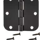 Amazon Basics Sturdy Rounded 5/8 Radius Interior Door Hinges with Included Screws, 3.5" x 3.5", Matte Black, 18-Pack