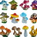 12 Pcs 1.5 to 1.8 Inch Resin Mushroom,Cute Mushrooms Fairy Garden Mushrooms Ornaments for Outdoor Decoration,Home Dcor,Cake Decoration,DIY Bonsai Craft