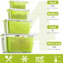 LUXEAR Fruit Vegetable Storage Container, 4 Pack Fresh Containers for Fridge with Lids BPA-Free Produce Refrigerator Organizer for Fruit, Veggie, Berry, Meat Storage Keep Fresh Longer-Green