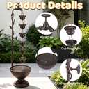 39" Tiered Water Fountain Outdoor 6 Hanging Cups Garden Water Feature | Vintage Cascading Waterfall Fountains, Rustic Metal Outside Soothing Water Flow for Garden Patio Yard Porch Home Decor