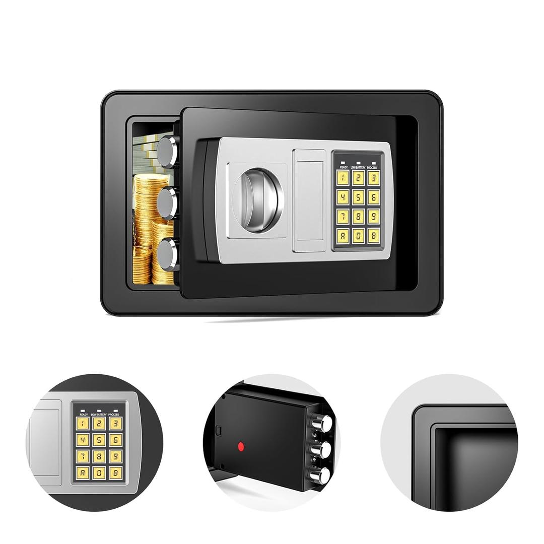 MLJ 0.45 Cu.ft small safe box with key,small mini money box with coin hole,hidden digital home safe,small coin safes for home with code suitable for home,office or company(Coin Slot)