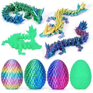 4Pcs 3D Printed Dragon Eggs with Dragon Inside Prefilled Easter Eggs with Dragon Toy for Basket Stuffers Goodie Bag Fillers Classroom Prize Supplies Easter Basket Essentials for Kids Teens