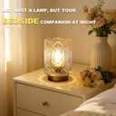 Battery Operated Lamp,Cordless Samll Glass Accent Lamp with Timer for Nightstand,Warm White Cozy Ambient Decorative Table Lamps for Shelf/Dorm/Office Cubicle/Desk/Entryway/Bedside(Iridescent Clear)