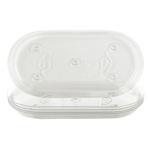 4 Pack Plastic Plant Saucer, Clear Drip Trays for Indoors & Outdoor Plants, Oval Durable Saucer for Flower Pot (12'' x 6.25'')