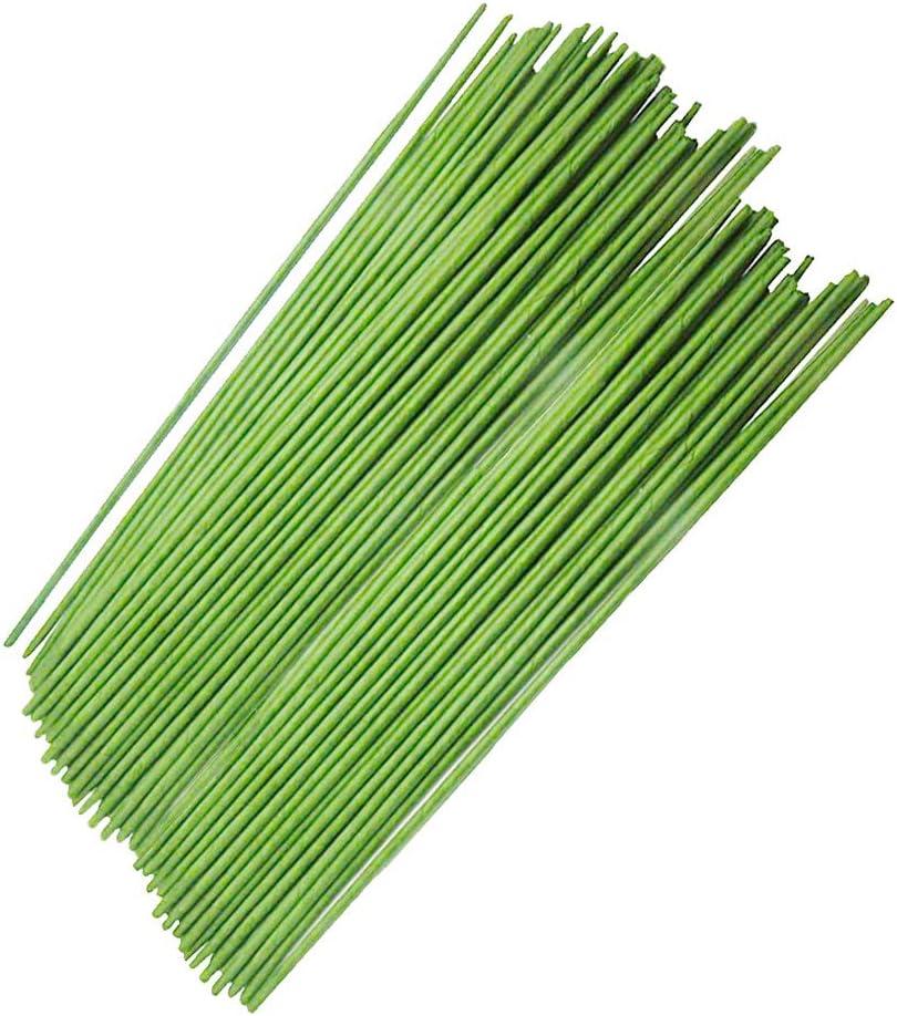 Xilanhhaa 100 Pcs 14 Inch 18 Gauge Floral Stems Wire,Green Flower Paper Wrapped Wires,DIY Crafting Floral Stem for Artificial Flowers Arrangements,Bouquets Flower Making Supplies