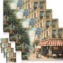 4 Sets Cork Placemats with Coasters Include Street Scene Table Mats and Square Coasters Cork Placemats Set for Kitchen Dinner Table Setting Supplies, 11.4 x 15.4 Inch