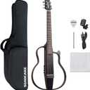SONICAKE Acoustic Electric Travel Guitar, Portable Practice Guitar Kit, Solid Mahogany Body, Easy Assemble Frames, Multi Body-Shape Sim Rechargeable Preamp, Gig Bag, All Accessories QGT-01