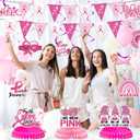 Breast Cancer Awareness Decorations - Breast Cancer Survivor Supplies 13Pcs Cancer Free Pennant Banner Pink Ribbon Hanging Swirl Centerpieces for Breast Cancer Survivors Party Supplies