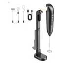 Electric Milk Frother Handheld: Rechargeable 3 in 1 - LED Digital Display with 3 Speeds Portable Stainless Steel Drink Foam Mixer for Milk Coffee, Lattes, Valentine's Day gifts - Onyx Black