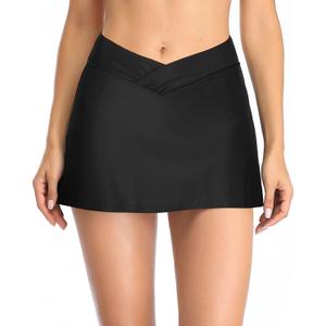 Yonique Women's Swim Skirt Mid Waist Swim Bottoms Elastic Waist Swimsuit Bottoms (X-Large, Black 01)