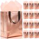 KeerxunBag 12pcs Reusable Gift BagsIncludes Tissue Paper Gift bag with handle Birthdays Parties Holidays Weddings Medium 10x4x8in rose gold Gift Bags