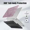 DTangLsm for MacBook Air 13 inch Case 2026 2025 2024-2022 M5 M4 M3 M2 A3449 A2681 A3113 A3240, Elegant Textured Leather Hard Case for MacBook Air M5 13.6 inch Cover+Keyboard Skin,Lilac Embossed Floral