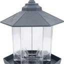 Twinkle Star Wild Bird Feeder Hanging for Garden Yard Outside Decoration, Hexagon Shaped Outside Hanging Bird Feeders for Outdoors Squirrel Proof, Cardinal Bird Feeder (Light Grey) (7.5 x 7.5 x 8.5 inches)