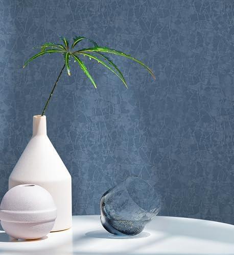 CiCiwind 197"×15.7" Textured Peel and Stick Wallpaper Blue Modern Embossed Contact Paper Self Adhesive Removable Wallpapers for Bathroom Bedroom Living Room Walls