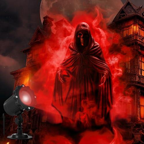 Treela Halloween Projector Lights Outdoor Indoor Dynamic Ghost Skull Lights Decoration Outside LED Landscape Lamp for Holiday Garden Supplies(Red,Ghost)