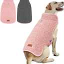 cyeollo Warm Dog Coat Fleece Winter Sweater Coats, Sherpa Reversible Dog Jacket Vest with Leash Hole for Large Dogs, Soft Pet Coats for Cold Weather, Pink, XXXL