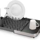 Joseph Joseph Duo Expanding Dish Drying Rack with Removable Silverware Holder, Draining Spout, Stainless steel (Expandable), Stainless Steel 