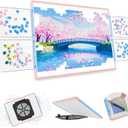1500 Pieces Puzzle Board 3-in-1 Double-Sided & Rotating & Tilting, Plastic Puzzle Table with Sorting Boxes and PVC Cover, Portable Lazy Susan Jigsaw Puzzle Board for Adults, Blue Pink, Medium-1500pcs