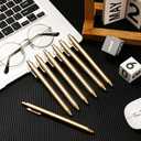 Sayglossy 30 Pcs Gold Slim Ballpoint Pens Bulk Golden Retractable Black Ink Medium Point (0.5mm) Plastic Writing Ballpoint Pen for Wedding Guest Bridal Shower Party Favors Office (Gold)