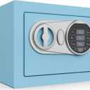 Goldenkey Small Safe Box for Money, Digital Safe Box with Keys&Code for Cash and Coin, Mini Safe for Kids Personal Items for Home, 6.69"D x 9.05"W x 6.69"H, 0.236 Cu.Ft. (Blue)