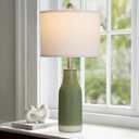 24.5" Ceramic Table Lamp for Bedroom, Sage Green Table Lamp for Living Room End Table, Small Farmhouse Bedside Lamp for Nightstand (1 Pack)