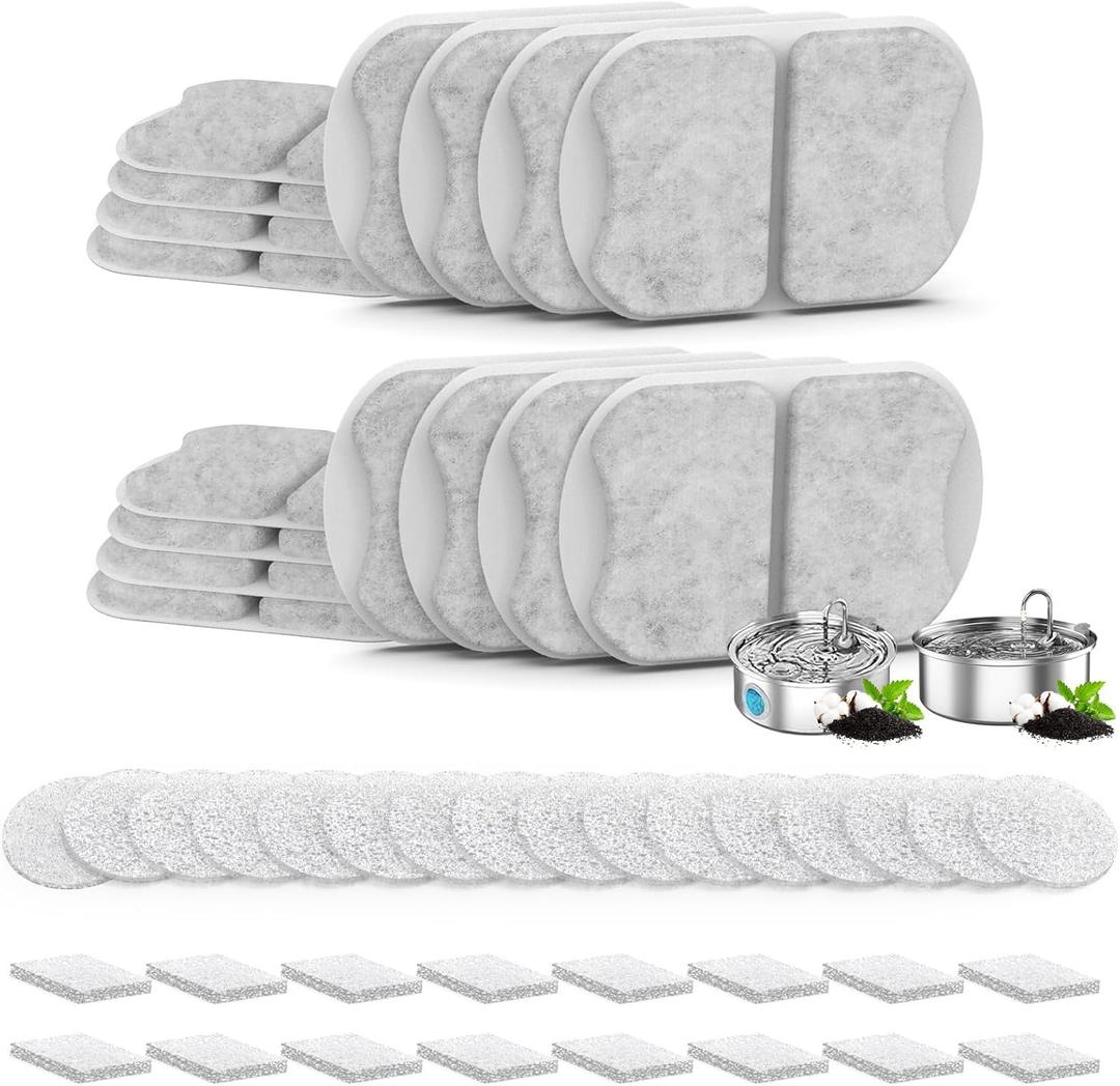 Large Dog Water Filter Replacement Compatible with 7L/230oz/1.8G Stainless Steel Pet Water Fountain Cat Pet Water Fountain Filters (16+16+16)