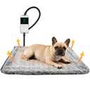 PatiencET Heated Cat Pad 18"x18" – Cat Heating Pad with 6-Temp & 5-Timer, Chew-Proof Steel Cord, Washable Warming Mat for Kittens, Small Dogs, Crate & Sofa