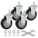 Finnhomy Swivel Caster Wheels 4 Inch Threaded Stem Casters Set of 4 Heavy Duty 3/8"-16 x 1 Anti-wear Polyurethane Industrial Castor Wheels for Cart/Furniture Load Bearing 2200 Lb Smooth Caster Black