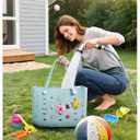 BAGSMART Beach Bag for Women, Water-resistant Rubber Tote Bag, Sandproof Vacation Essentials for Summer Swim Cruise Pool