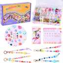 Grnheat 495 Pcs Bead Keychain Making Kit - Acrylic Letter Beads with Heart Star Flower Charms - Personalized Name for Purse Charm Tote Bag Accessory