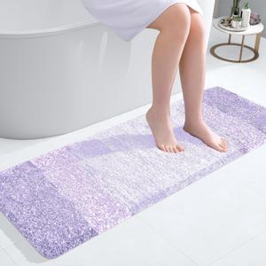 OLANLY Bathroom Runner Rugs Mat 47x17, Extra Soft Absorbent Microfiber Bath Rug, Rubber Backing, Quick Dry, Washable Long Bath Mats for Bathroom, Tub and Shower, Home Decor Accessories, Light Purple